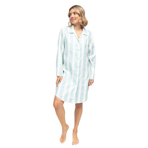 Cyberjammies Francesca Mint Printed Stripe L/Slv Nightshirt